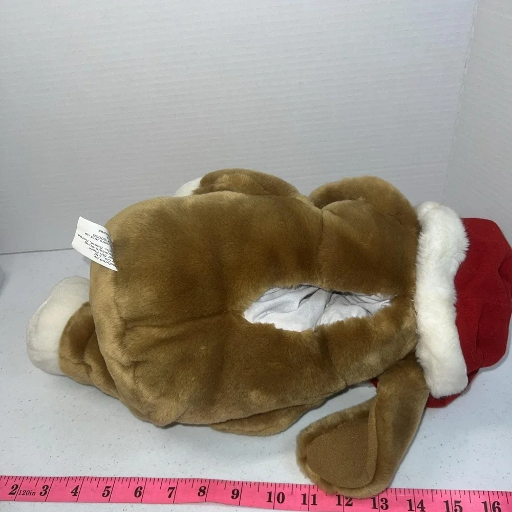 Vintage Barking Dog Plush Hand Puppet Full Body with Santa Hat Fine Toy Co 16